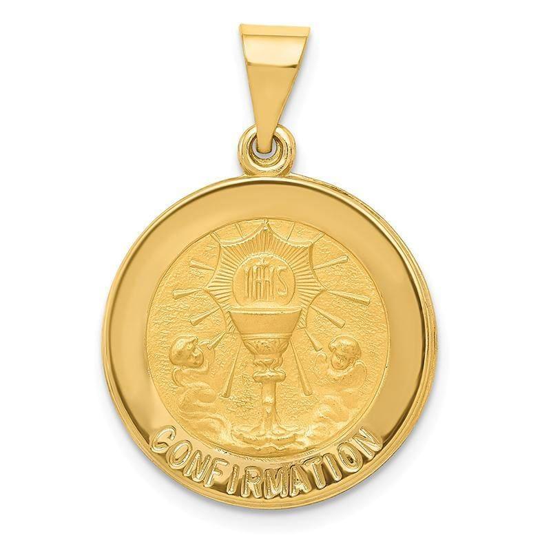 14k Polished and Satin Confirmation Medal Pendant - Seattle Gold Grillz