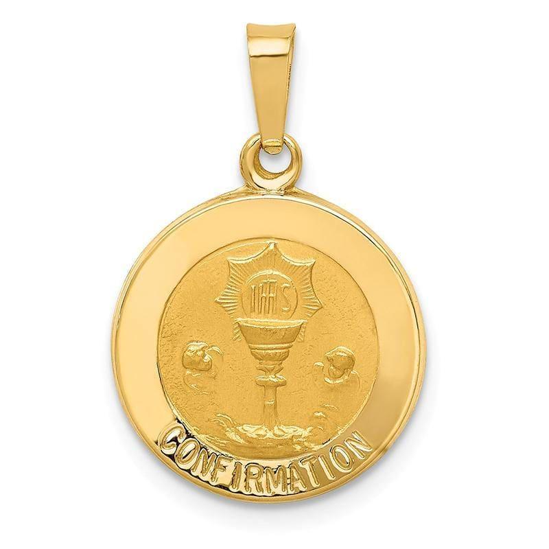14k Polished and Satin Confirmation Medal Pendant - Seattle Gold Grillz