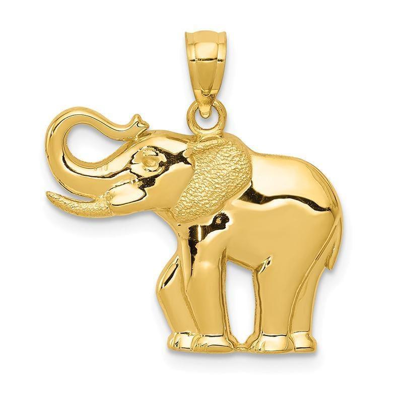 14k Polished & Satin Elephant Pendant - Seattle Gold Grillz