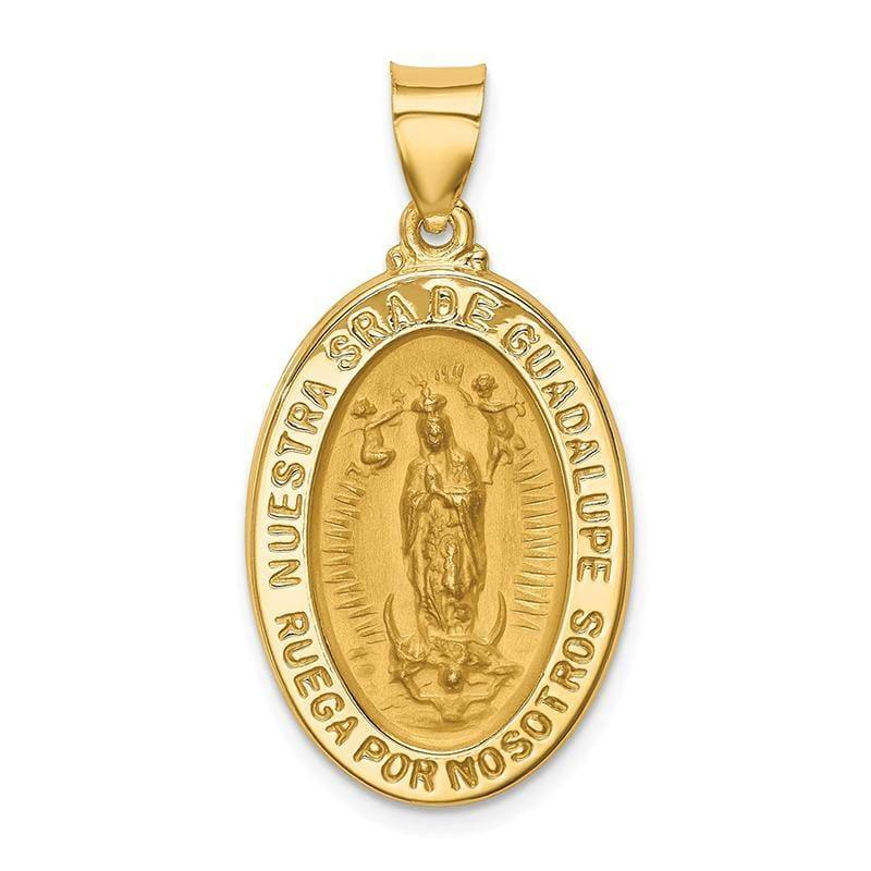 14k Polished & Satin Hollow Spanish Lady of Guadalupe Medal Pendant - Seattle Gold Grillz