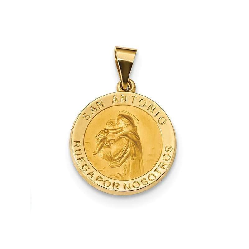 14k Polished & Satin Hollow Spanish St. Anthony Medal Pendant - Seattle Gold Grillz