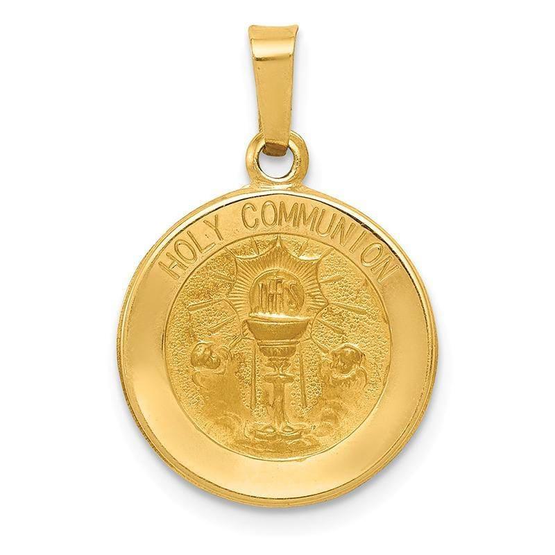14k Polished and Satin Holy Communion Medal Pendant - Seattle Gold Grillz