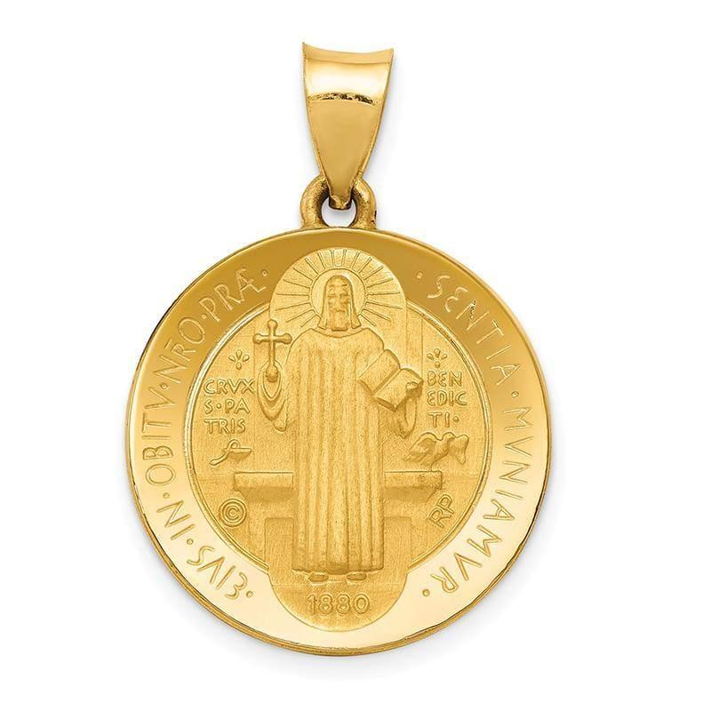 14k Polished and Satin Medal Pendant - Seattle Gold Grillz