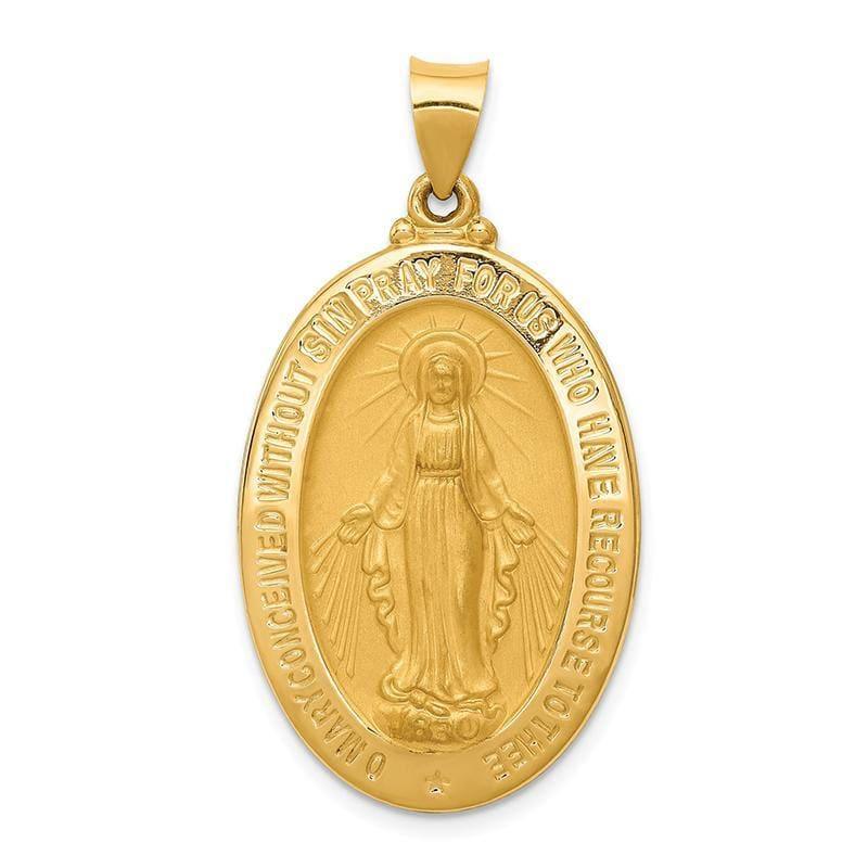 14k Polished and Satin Miraculous Medal Pendant - Seattle Gold Grillz