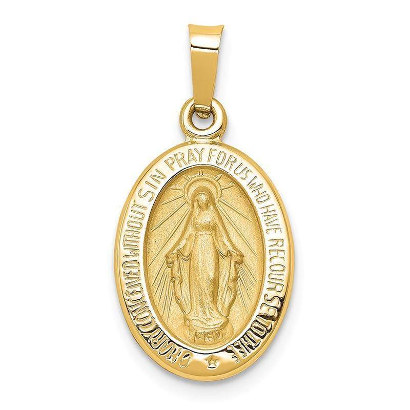 14k Polished and Satin Miraculous Medal Pendant - Seattle Gold Grillz