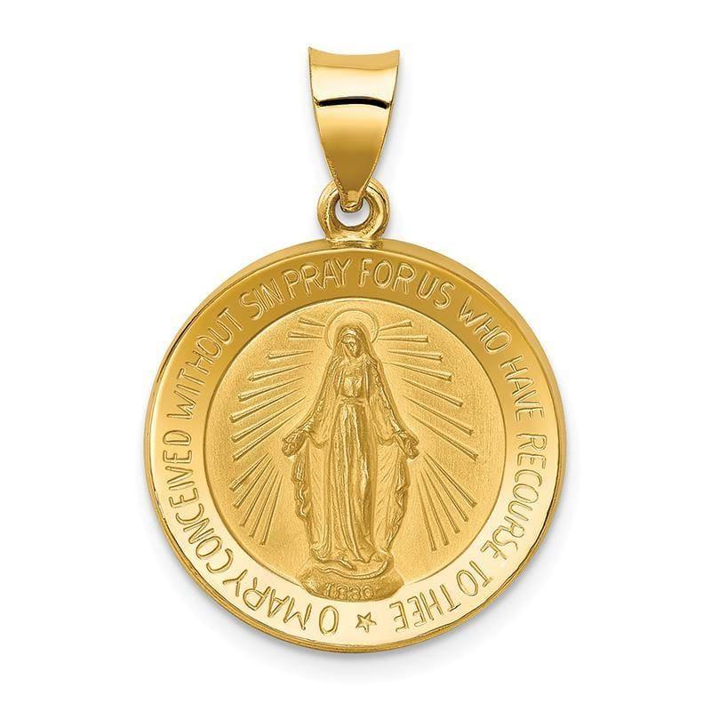 14k Polished and Satin Miraculous Medal Pendant - Seattle Gold Grillz
