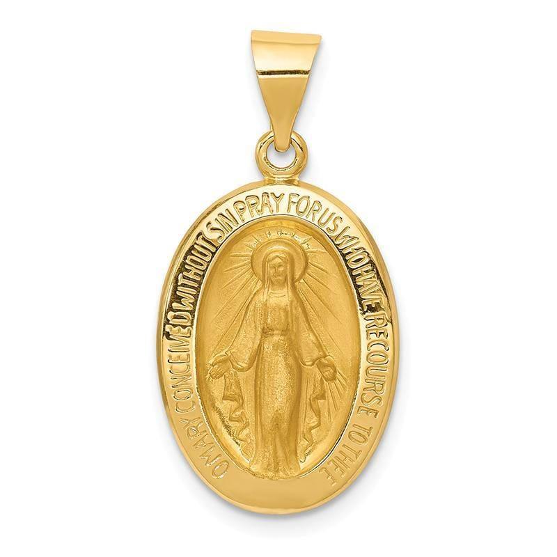 14k Polished and Satin Miraculous Medal Pendant - Seattle Gold Grillz