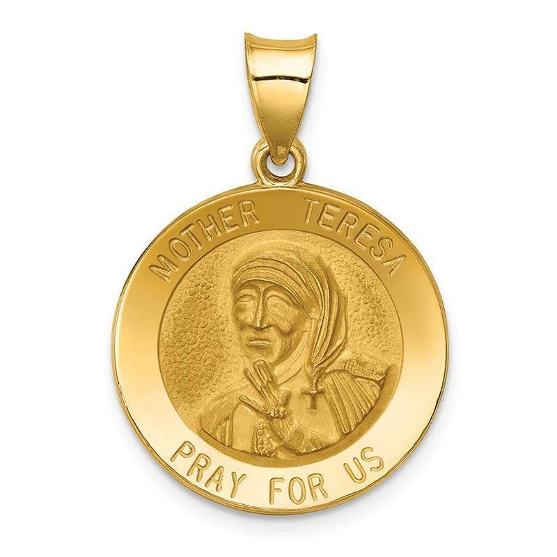 14k Polished and Satin Mother Teresa Medal Pendant - Seattle Gold Grillz