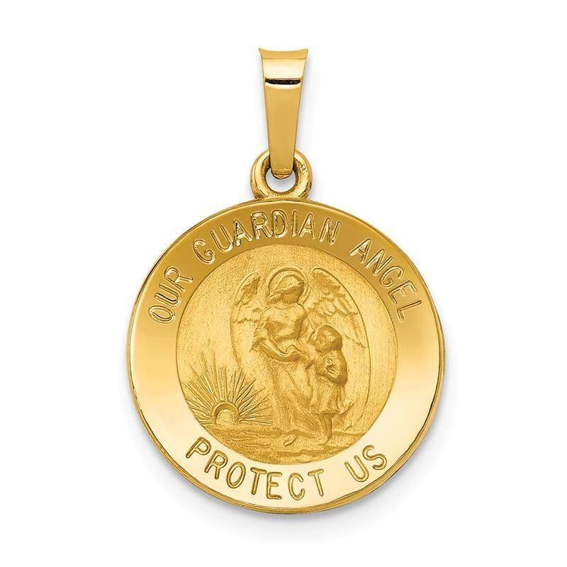 14k Polished and Satin Our Guardian Angel Medal Pendant - Seattle Gold Grillz