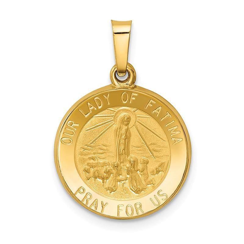 14k Polished and Satin Our Lady Fatima Medal Pendant - Seattle Gold Grillz