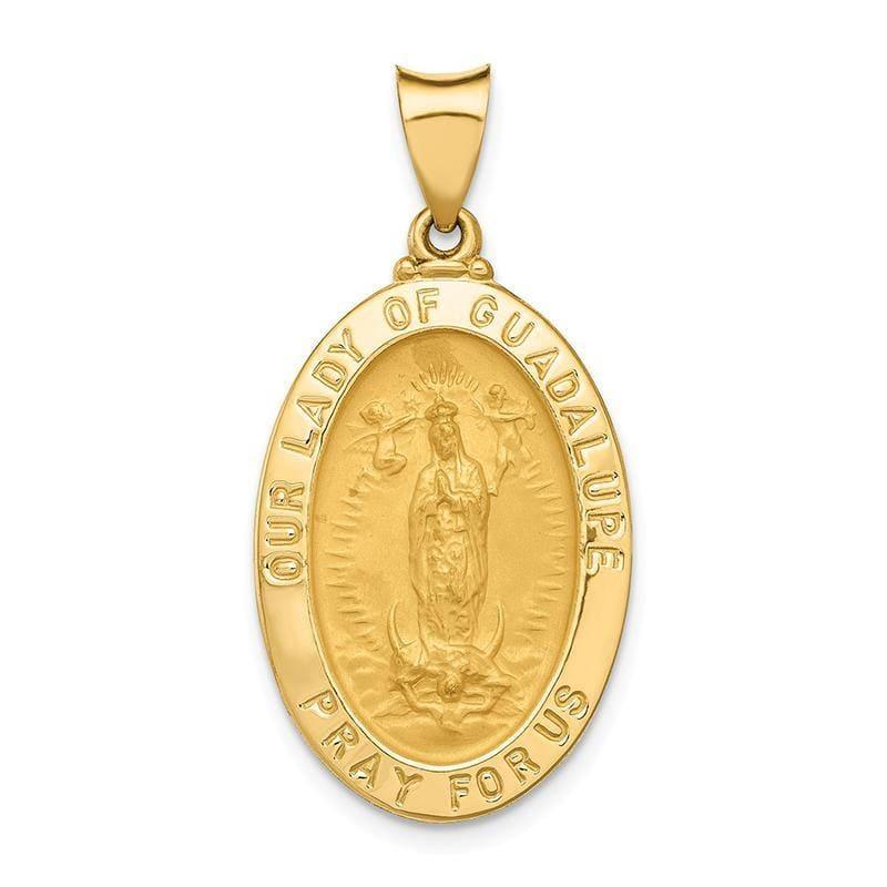 14k Polished and Satin Our Lady of Guadalupe Medal Pendant - Seattle Gold Grillz