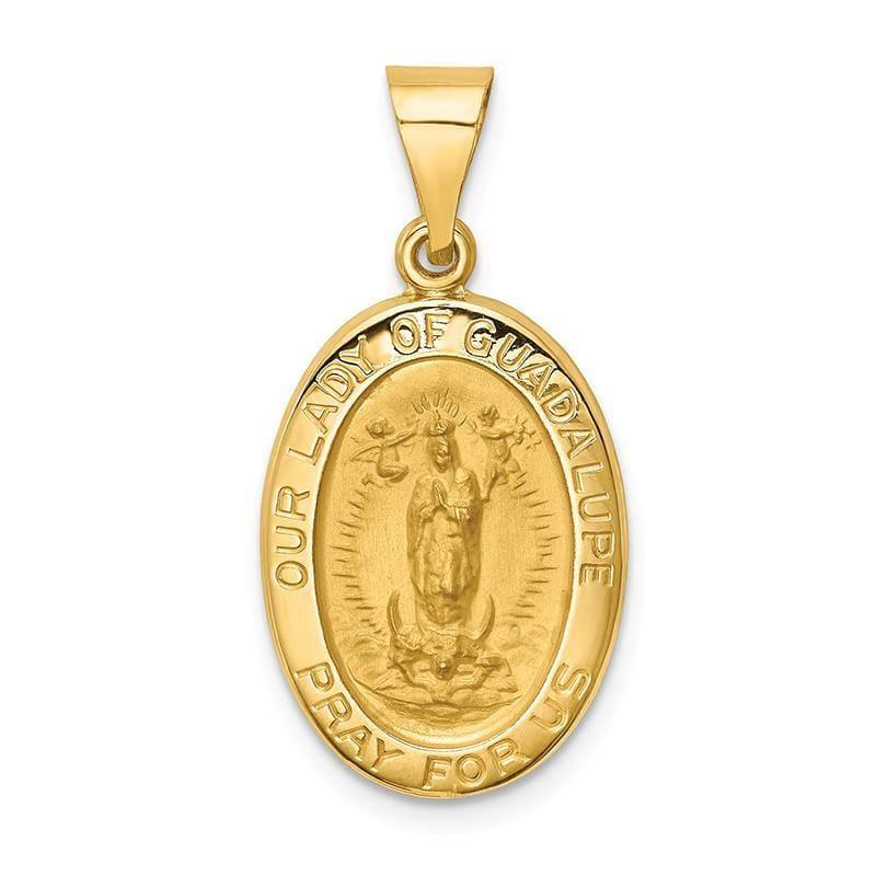 14k Polished and Satin Our Lady of Guadalupe Medal Pendant - Seattle Gold Grillz