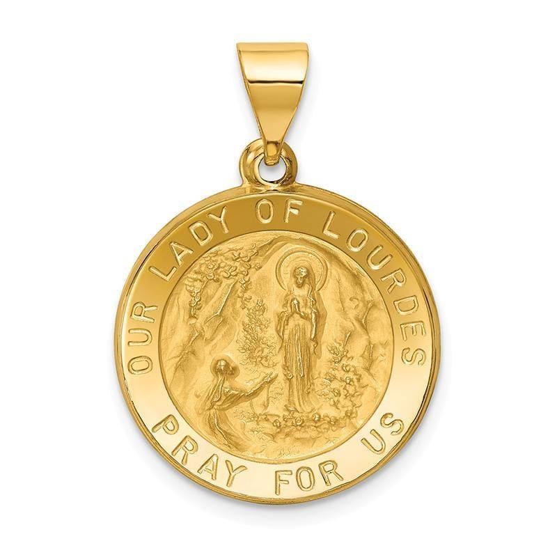 14k Polished and Satin Our Lady of Lourdes Medal Pendant - Seattle Gold Grillz