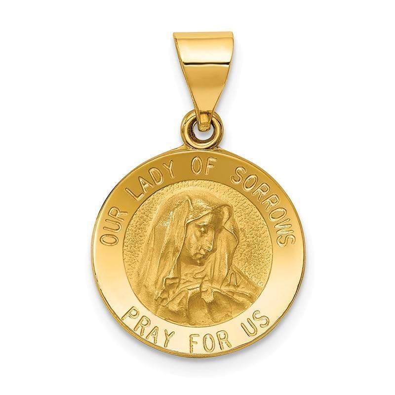14k Polished and Satin Our Lady of Sorrows Medal Pendant - Seattle Gold Grillz