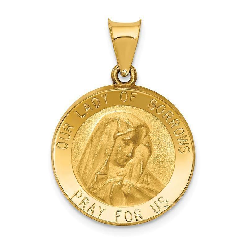 14k Polished and Satin Our Lady of Sorrows Medal Pendant - Seattle Gold Grillz