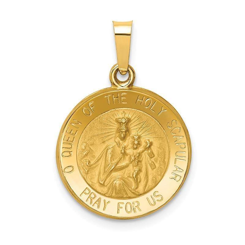 14k Polished & Satin Queen of the Holy Scapular Reversible Medal Pendant - Seattle Gold Grillz
