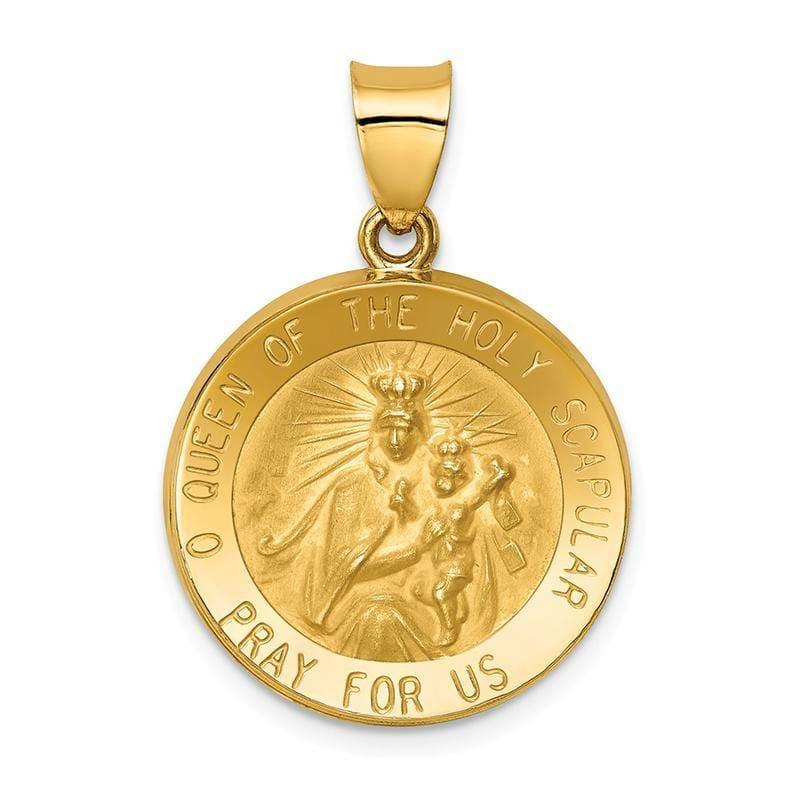 14k Polished and Satin Queen of the Holy Scapular Reversible Medal Pendant - Seattle Gold Grillz