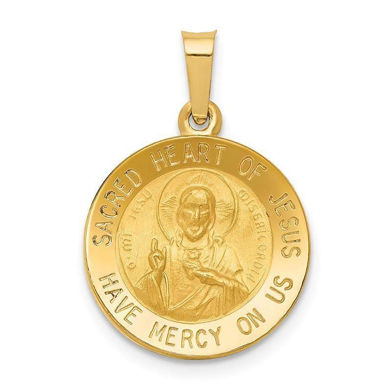 14k Polished and Satin Sacred Heart of Jesus Medal Pendant - Seattle Gold Grillz
