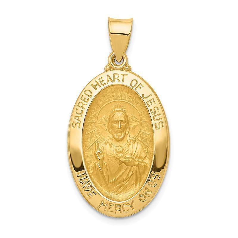 14k Polished and Satin Sacred Heart of Jesus Medal Pendant - Seattle Gold Grillz