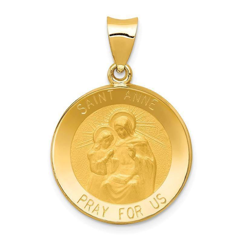 14k Polished and Satin St. Anne Medal Pendant - Seattle Gold Grillz
