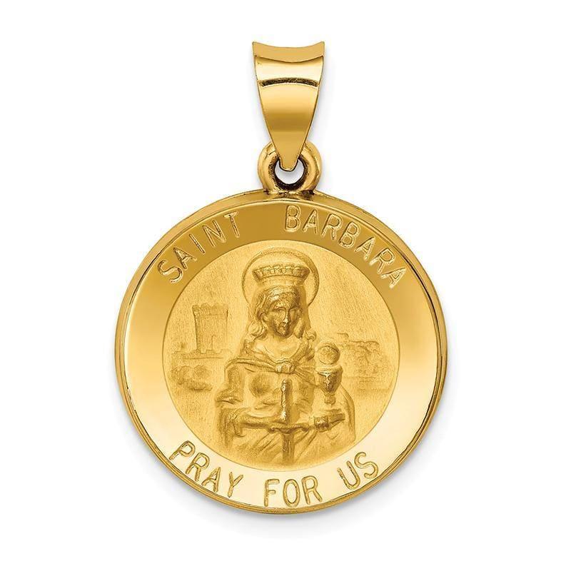 14k Polished and Satin St. Barbara Medal Pendant - Seattle Gold Grillz