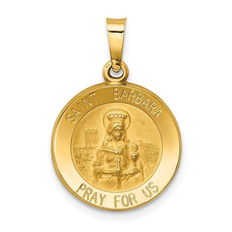 14k Polished and Satin St. Barbara Medal Pendant - Seattle Gold Grillz