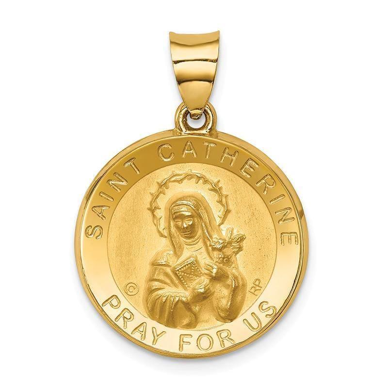 14k Polished & Satin St. Catherine Hollow Medal Pendant - Seattle Gold Grillz