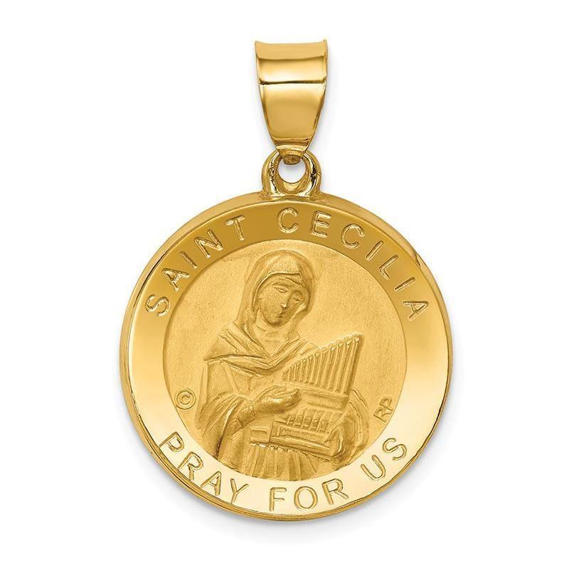 14k Polished & Satin St. Cecilia Hollow Medal Pendant - Seattle Gold Grillz