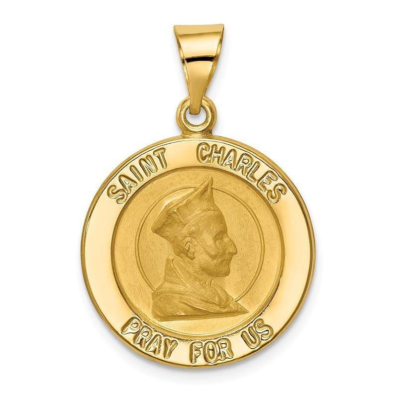 14k Polished and Satin St. Charles Medal Pendant - Seattle Gold Grillz