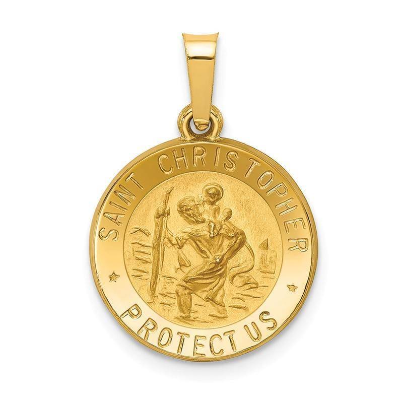 14k Polished and Satin St. Christopher Medal Pendant - Seattle Gold Grillz