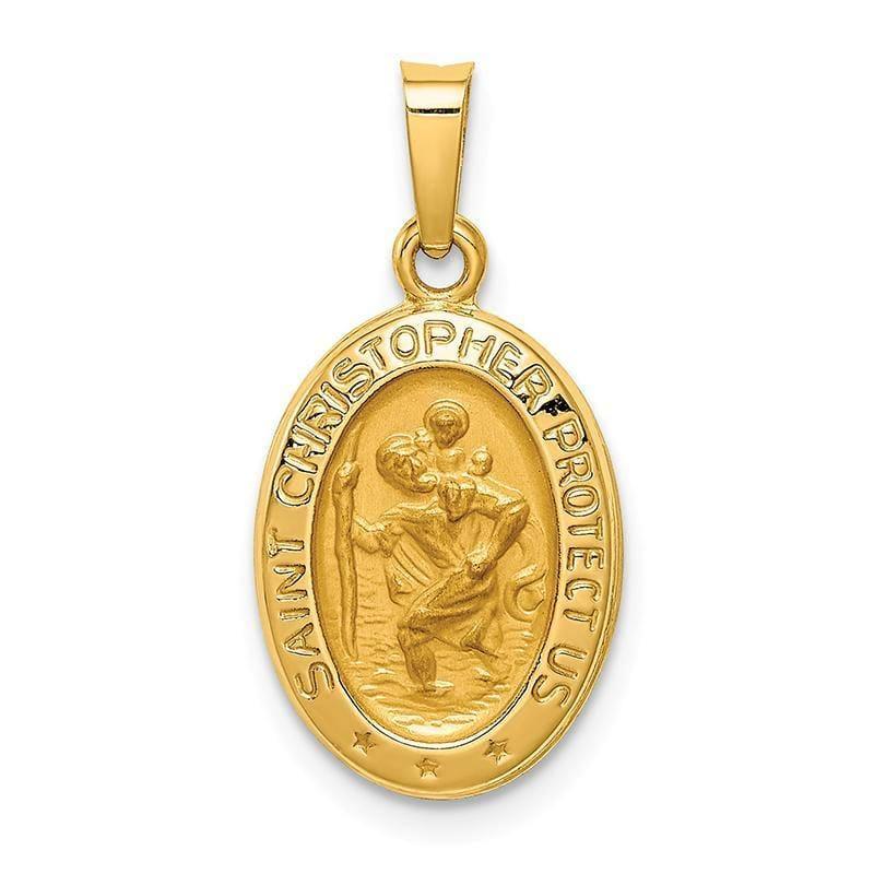 14k Polished and Satin St. Christopher Medal Pendant - Seattle Gold Grillz