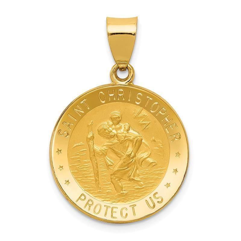 14k Polished and Satin St. Christopher Medal Pendant - Seattle Gold Grillz