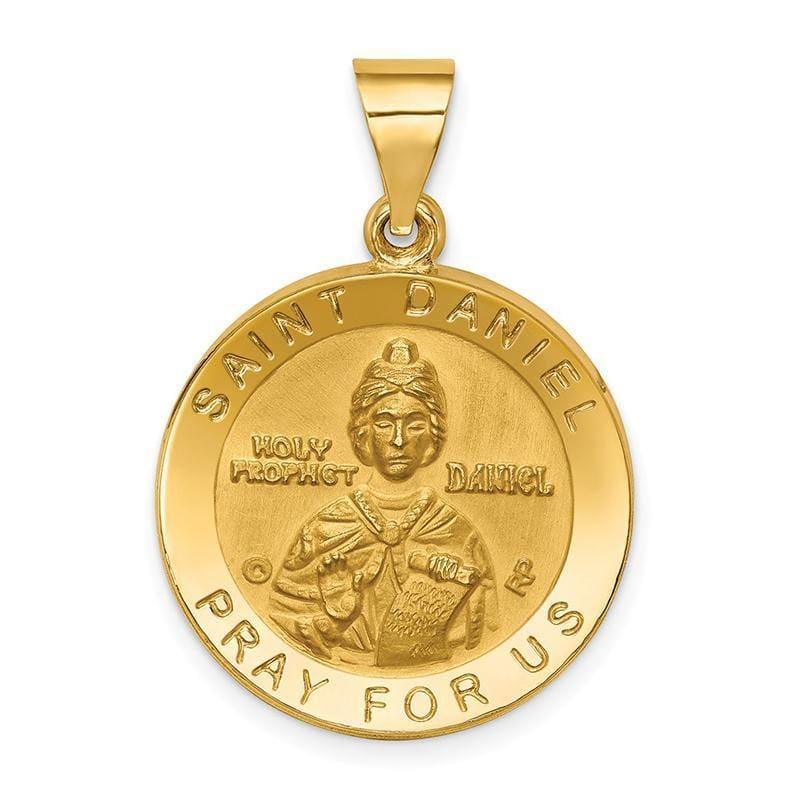 14k Polished & Satin St. Daniel Hollow Medal Pendant - Seattle Gold Grillz