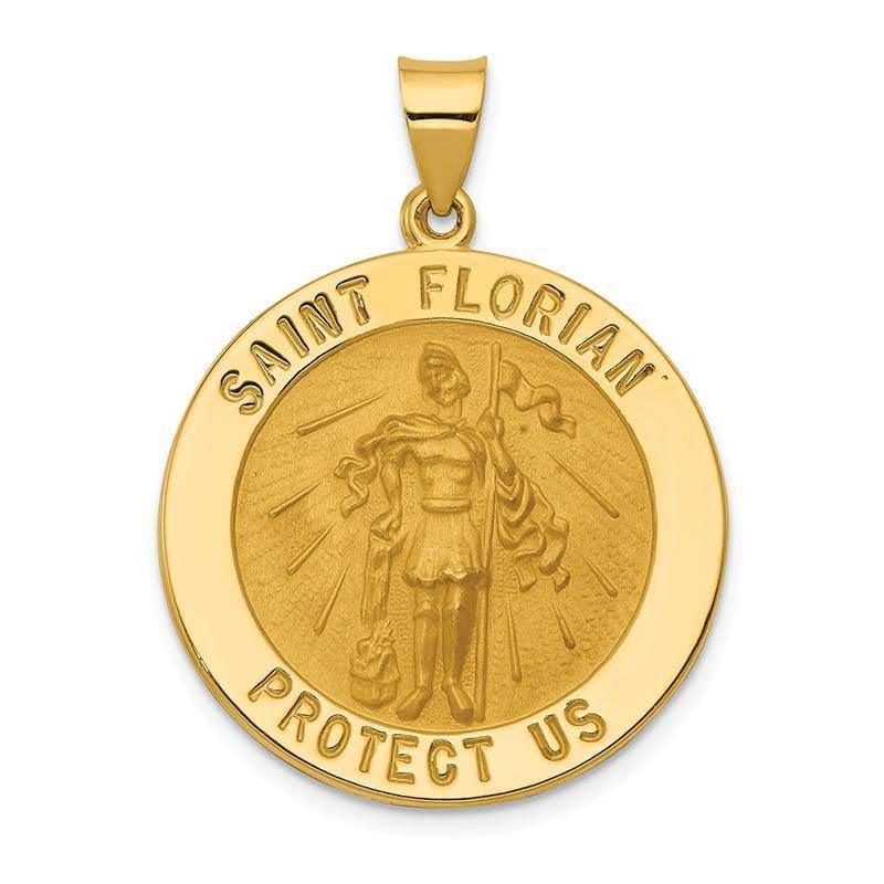 14k Polished and Satin St. Florian Medal Pendant - Seattle Gold Grillz