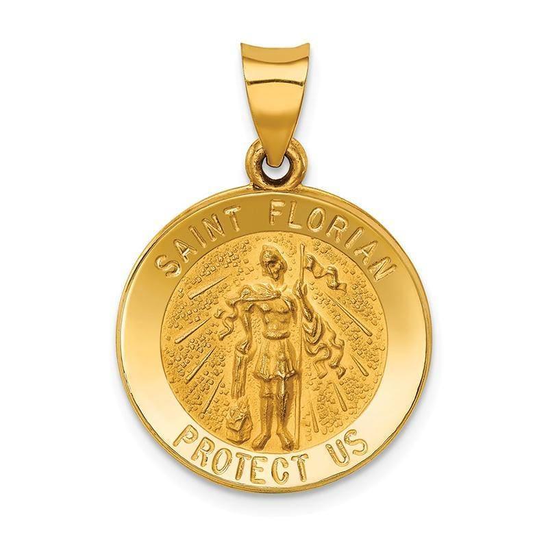 14k Polished and Satin St. Florian Medal Pendant - Seattle Gold Grillz