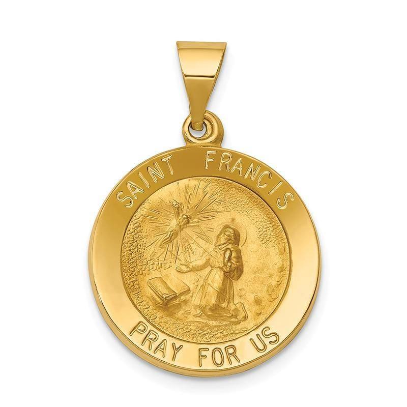 14k Polished and Satin St. Francis Medal Pendant - Seattle Gold Grillz