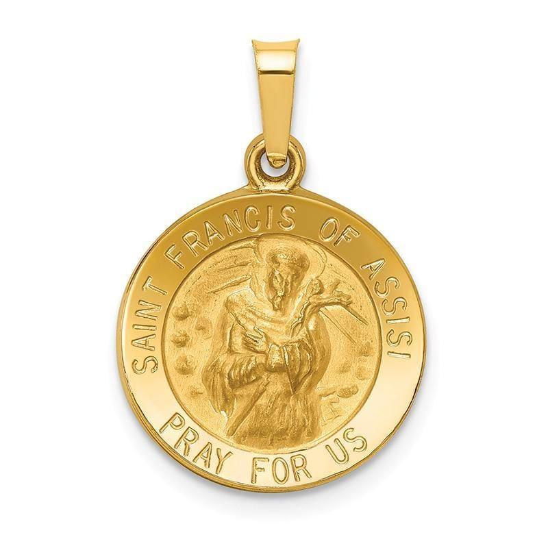 14k Polished and Satin St. Francis of Assisi Medal Pendant - Seattle Gold Grillz