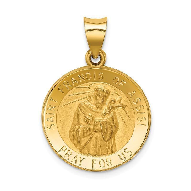 14k Polished and Satin St. Francis of Assisi Medal Pendant - Seattle Gold Grillz