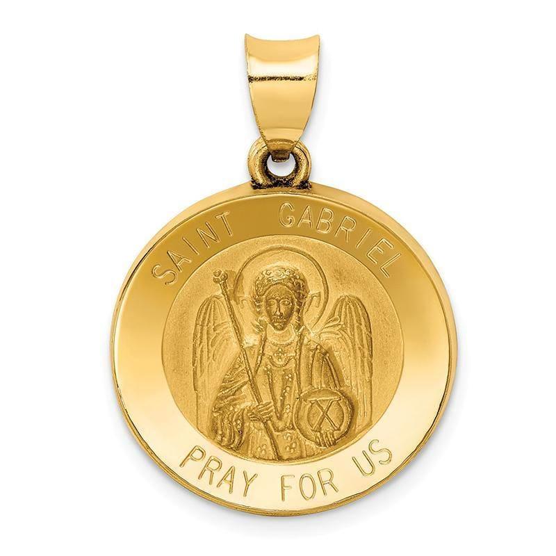 14k Polished and Satin St. Gabriel Medal Pendant - Seattle Gold Grillz