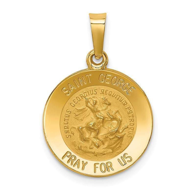14k Polished and Satin St. George Medal Pendant - Seattle Gold Grillz