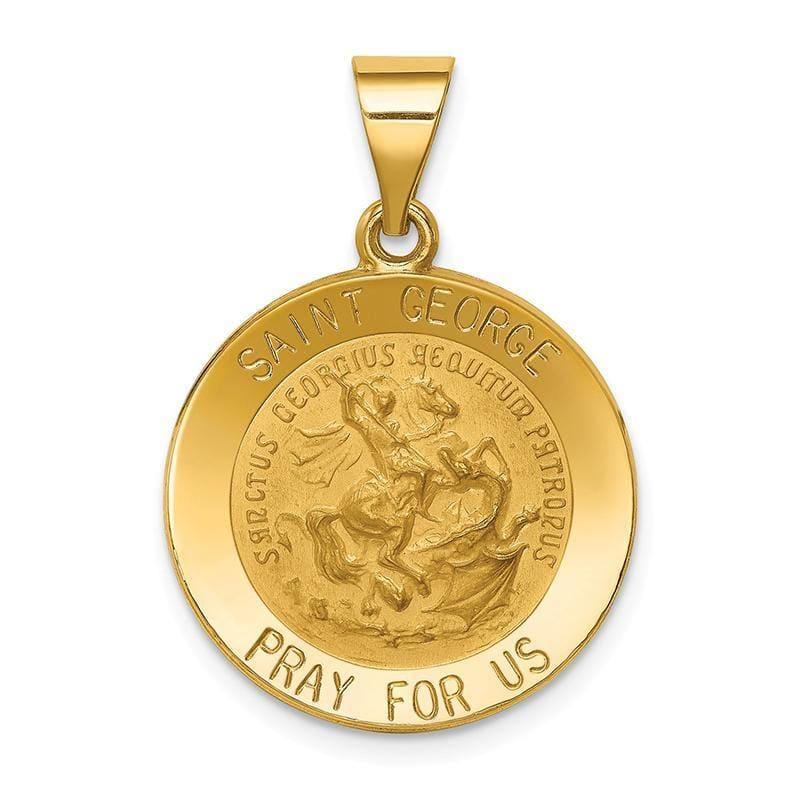 14k Polished and Satin St. George Medal Pendant - Seattle Gold Grillz