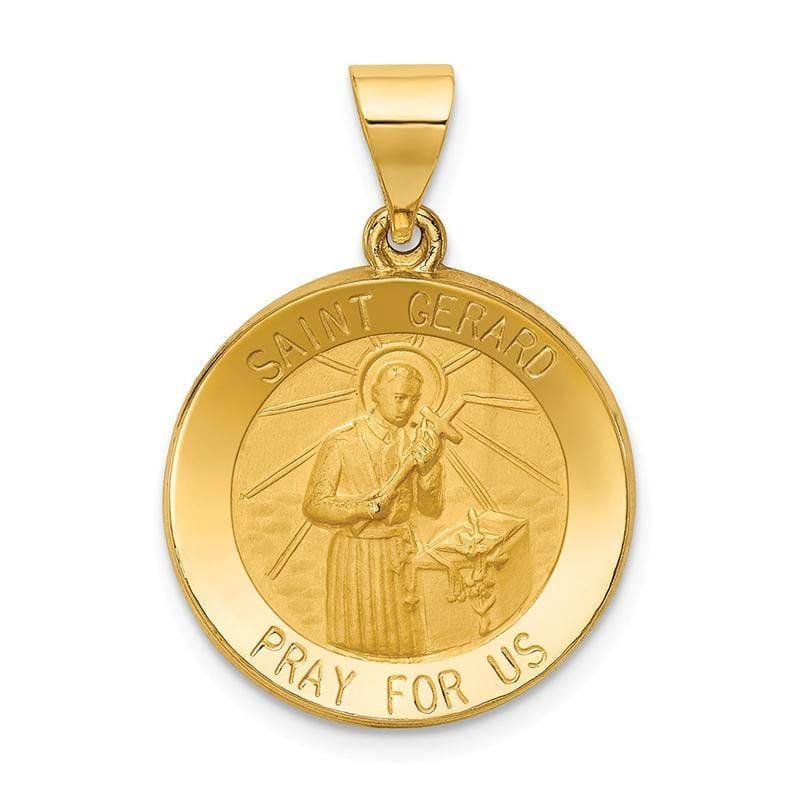 14k Polished and Satin St. Gerard Medal Pendant - Seattle Gold Grillz