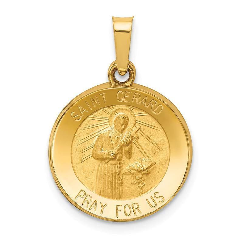 14k Polished and Satin St. Gerard Medal Pendant - Seattle Gold Grillz
