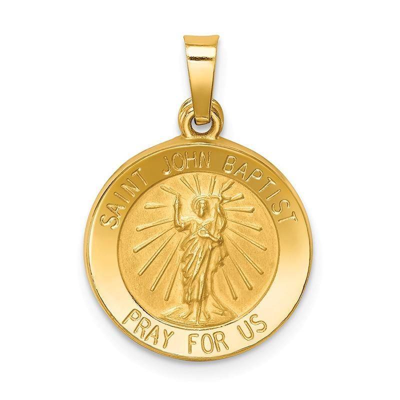 14k Polished and Satin St. John Baptist Medal Pendant - Seattle Gold Grillz