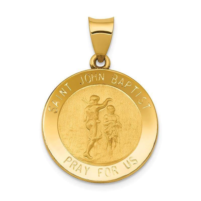 14k Polished and Satin St. John Baptist Medal Pendant - Seattle Gold Grillz