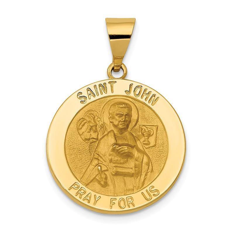 14k Polished and Satin St. John Medal Pendant - Seattle Gold Grillz