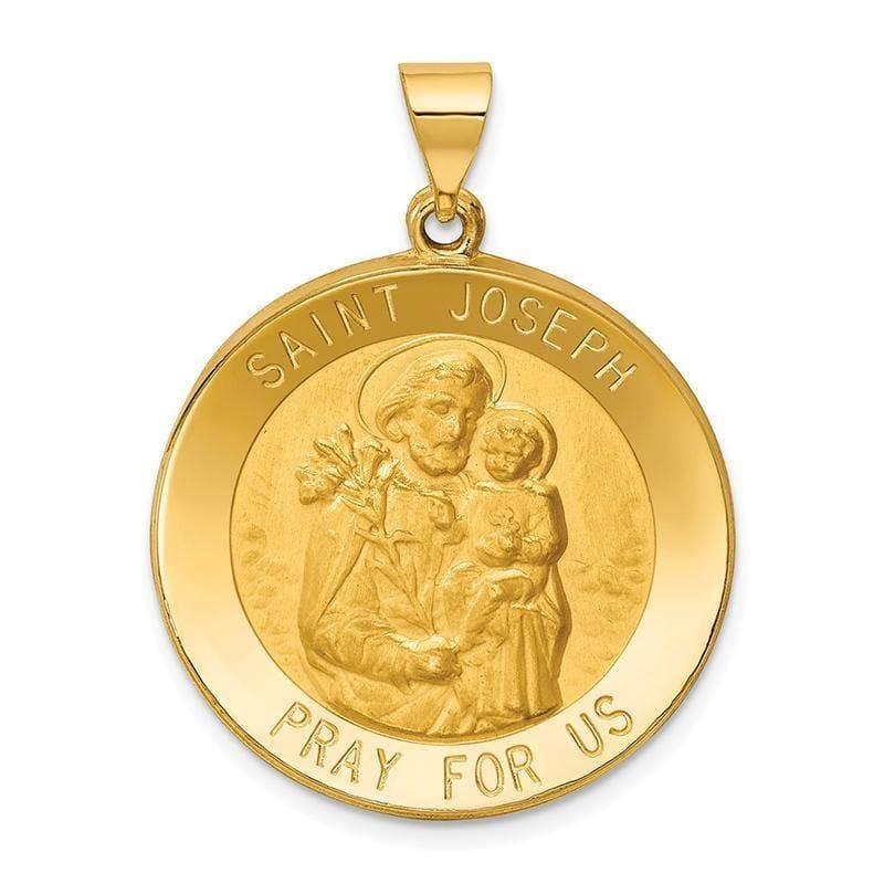 14k Polished and Satin St. Joseph Medal Pendant - Seattle Gold Grillz