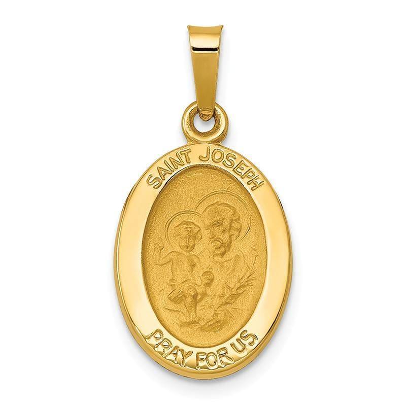 14k Polished and Satin St. Joseph Medal Pendant - Seattle Gold Grillz