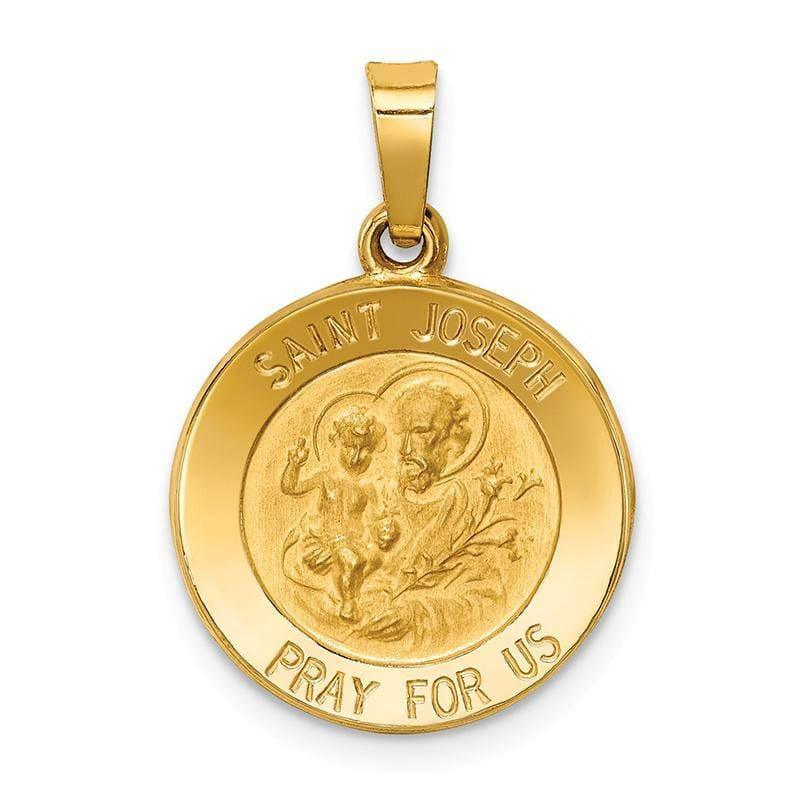 14k Polished and Satin St. Joseph Medal Pendant - Seattle Gold Grillz