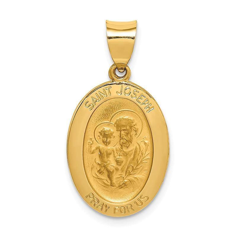 14k Polished and Satin St. Joseph Medal Pendant - Seattle Gold Grillz